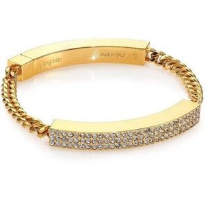 Vita Fede Aria 24k Gold plated ID Bracelet with Swarovski Crystal New